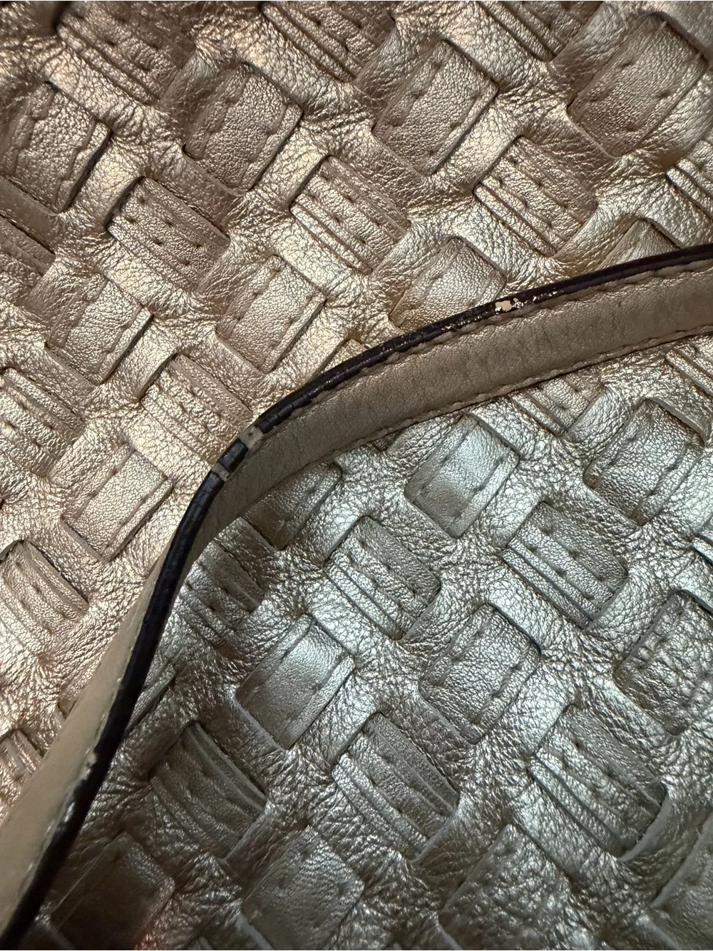 Coach Metallic Woven Leather Shoulder Bag - Gold